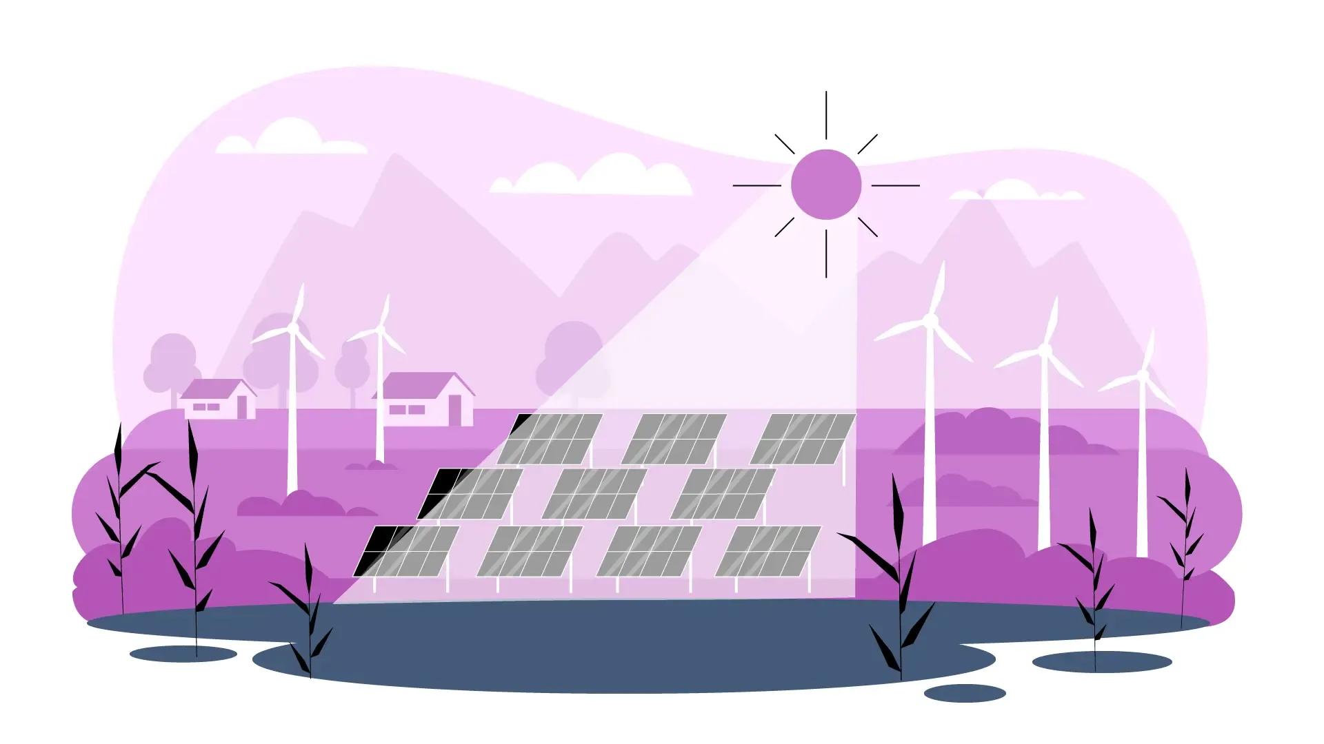 Green Energy Concept Flat 2D Vector Illustration of Renewable Power Sources image